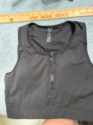 Balance athletica vitality Black Zip-Front Women's Crop Tank Top bra medium thumbnail 3