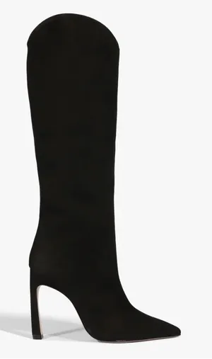SCHUTZ Black Suede MARYANA SCULPT LEATHER BOOT Pointed Stiletto Boots Size 9B thumbnail 1