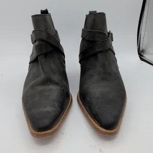 Free People Back Loop Black‎ Leather Ankle Boots Buckle Pointed Toe 41 US 10-11 thumbnail 3