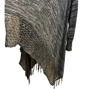 One World Size XL Live and Let Live Women's Cardigan Sweater Gray/Black thumbnail 4