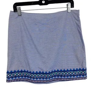 Vineyard Vines Women Blue White Striped Embroidered Hem Cotton Mini Skirt Size 8 thumbnail 2