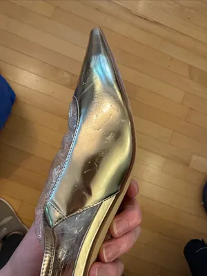 Marc Fisher Dorie Pointed Gold Patent Leather Slingback Pumps Size 9 glam glitz thumbnail 8
