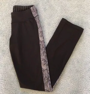 Lululemon Black & Gray Yoga Pants Full Length Leggings thumbnail 1