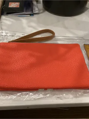 Nautica Orange Wristlet Clutch with Cream Stripes thumbnail 4