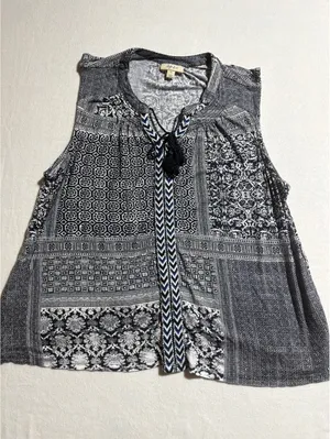Style & Co Women's Sleeveless Patchwork Print Blouse XXL thumbnail 3