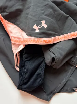 Under Armour Women's Charcoal Running Shorts with Coral Trim thumbnail 3