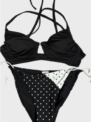 wild fable Black & White Polka Dot Two-Piece Bikini thumbnail 1