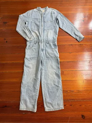 Sundance Free People x Sandrine Rose Denim Boiler Suit Utility Jumpsuit Sz M 🧡🍄 thumbnail 8