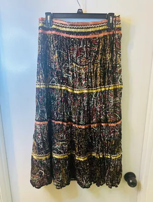 Chandry Kc Boho Velvet Animal Print Midi Skirt Nwt! Fall Style thumbnail 1