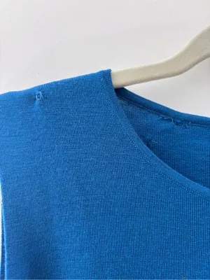 Eileen Fisher Superfine Merino Wool Womens M Blue Sleeveless Knit Tank Sweater thumbnail 7