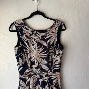 Vero Moda Tropical Romper Size S‎ Navy Palm Print Blue Lace Back Coastal Chic thumbnail 2