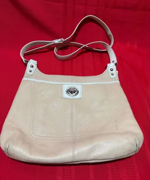 Coach Penelope Pebbled Leather Nude White Crossbody Purse thumbnail 1