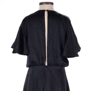 Altar'd State Black Satin Romper Small Flutter Sleeve Tie Front Coquette Party thumbnail 6