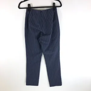 Rag & Bone Navy Blue Red Pinstripe Simone Cropped Side-Snap Pants Size 2 thumbnail 4