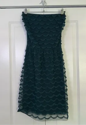 Intimissimi Teal Scalloped Strapless Sheath Dress Size S thumbnail 1