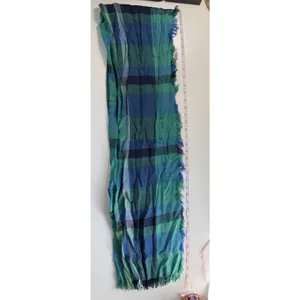 Target Plaid Gauze Scarf‎ Blue Green Teal Frayed Edge Grunge Aesthetic thumbnail 6