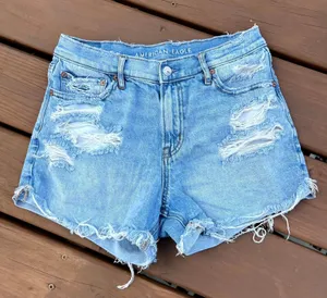 American Eagle Jean Shorts Relaxed Light Wash Distressed Strigid Denim Size 4 thumbnail 1
