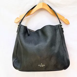 Kate Spade | Black Pebbled Textured Cow Leather Hobo Shoulder Bag Purse thumbnail 4
