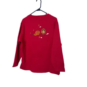 Quacker Factory Red Fall Thanksgiving Embroidered Sweatshirt Womens Medium thumbnail 8