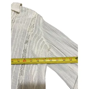 FP One Free People Ivory Sheer Gauze Lace Boho Blouse Button Down XS/S thumbnail 2