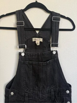 Madewell Straight Leg Denim Overalls Lunar Wash Black Rigid Cotton S thumbnail 5
