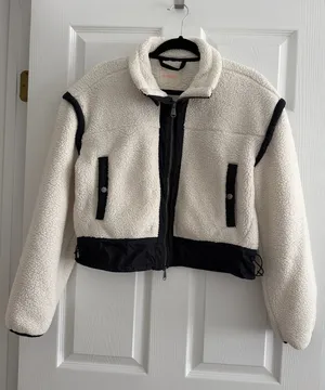 Free People Fleece Jacket XS Ivory & Black thumbnail 1