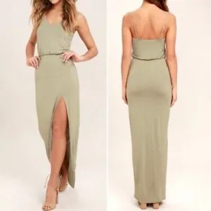 Lulus Women's XS Olive Green Maxi‎ Dress Party Cocktail Summer thumbnail 2