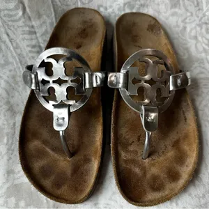Tory Burch Silver and Brown Sandals thumbnail 1