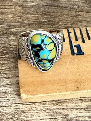 Silver Tone Ring Faux Turquoise No Size See Photos Southwestern Boho thumbnail 2