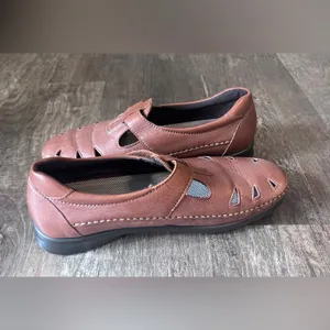 SAS Womens Roamer Shoes Chestnut Brown Leather Mary Jane Loafers thumbnail 5
