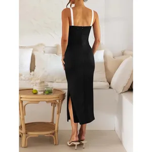 Fisoew Colorblock Maxi Dress with Slit White Size M thumbnail 3