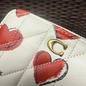 coach Essential Small Zip Around Card Case With Quilting And Heart Print cbr71 thumbnail 4