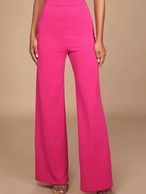 Lulus Only Tonight Women's Hot Pink Wide-Leg Jumpsuit Two-Piece Set Size Medium thumbnail 4