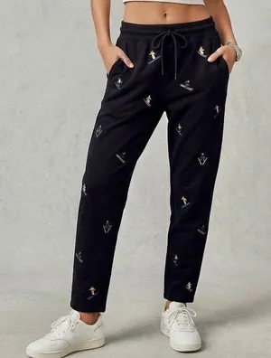 Lou & Grey sweatpants black embroidered small thumbnail 1
