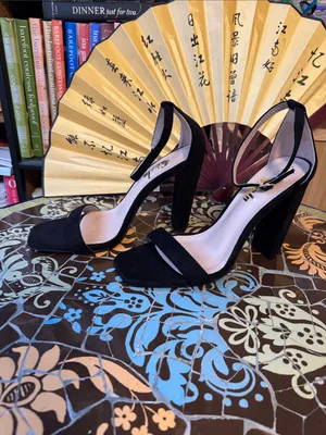 SHELN Black Suede High Heel Sandals Sz: 10 thumbnail 4