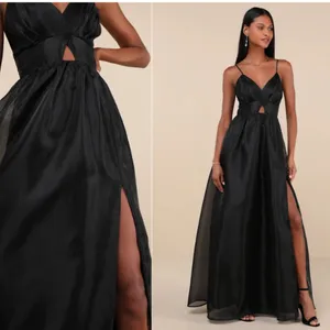 LULU's Prom Wedding Bridesmaid Romantic Sexy Organza Flowy Romantic Maxi thumbnail 2