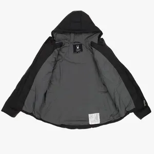 NWT Spyder Clara Puffer jacket Black Hooded Coat Woman size medium thumbnail 7