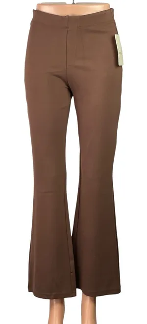 NEW Womens Brown High Waisted Pull On Flared Bootcut Trousers Ankle Pants Sz XS thumbnail 1