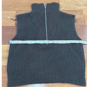 Kaisley Quarter‎ Zip Ribbed Sweater Vest Womens Brown Sleeveless Knit Top XS thumbnail 5