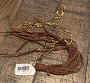 Source Unknown Leather fringe with gold toned chain thumbnail 1