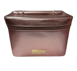 Lancôme Metallic Rose Gold Cosmetic Train Case | NWOT | Large Vanity Organizer thumbnail 1