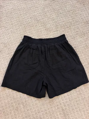 Briggs New York Black Linen Blend Pull On Drawstring Shorts - Medium Preppy thumbnail 6