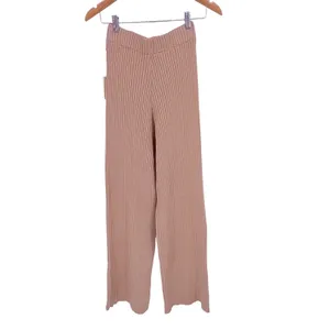 Sincerely Jules Ribbed Knit Pants Womens Large Pink Wide Leg Lounge Cozy NWT thumbnail 2