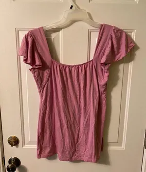 Studio Y Pink lace flutter sleeve Top size L Y2k thumbnail 3