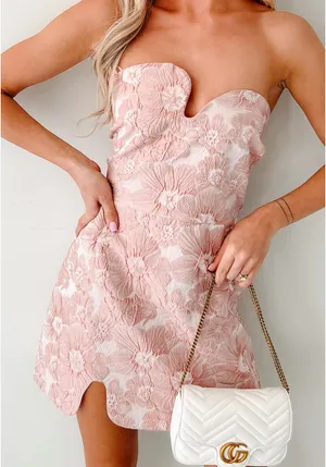 Strapless Floral Mini Dress thumbnail 1