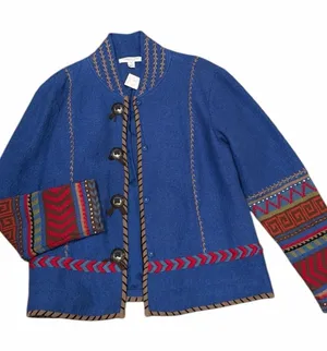 Coldwater Creek Boiled Wool Southwest Jacket – Boho Western Statement Medium thumbnail 1