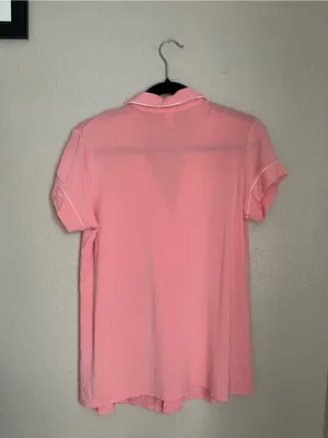 Eberjey Gisele Tencel Modal Short Sleeve Size Small Coral Pink Pajama PJ Button thumbnail 9