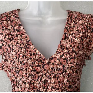 Japna Smocked Peplum Top Size Medium Floral Boho Romantic Forest Fairy Peasant thumbnail 3