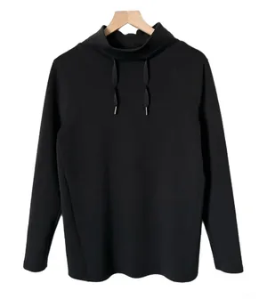 Spanx AirEssentials Got-Ya-Covered Funnel Mock Neck Pullover Sweatshirt Black M thumbnail 1