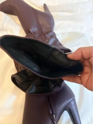 Christian Siriano Knee High Boots PLUM/eggplant color Ruched Zip size 9 Women thumbnail 5